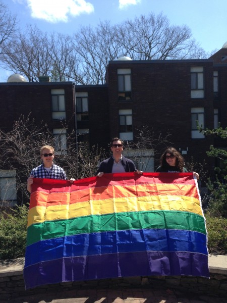 Matt Hard and other members of the Pride Alliance in front of the Pride Tower