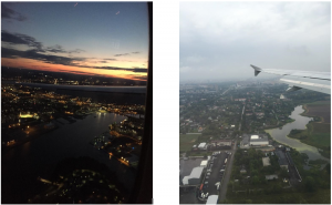 Leaving Boston (R) and arriving in St. Petersburg (L)