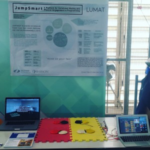 The JumpSmart table setup at Constructionism 2016 with our video and prototype.